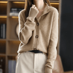 Women's Fluffy Knit Cardigan – Soft Button Front Long Sleeve Cardigan