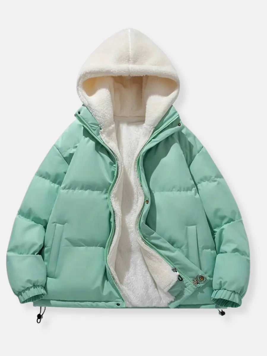 Women's Fleece Lined Jacket – Hooded Winter Zip-Up Jacket