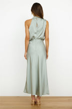 Women's Asymmetrical Neck Midi Dress – Fitted Formal Occasion Dress