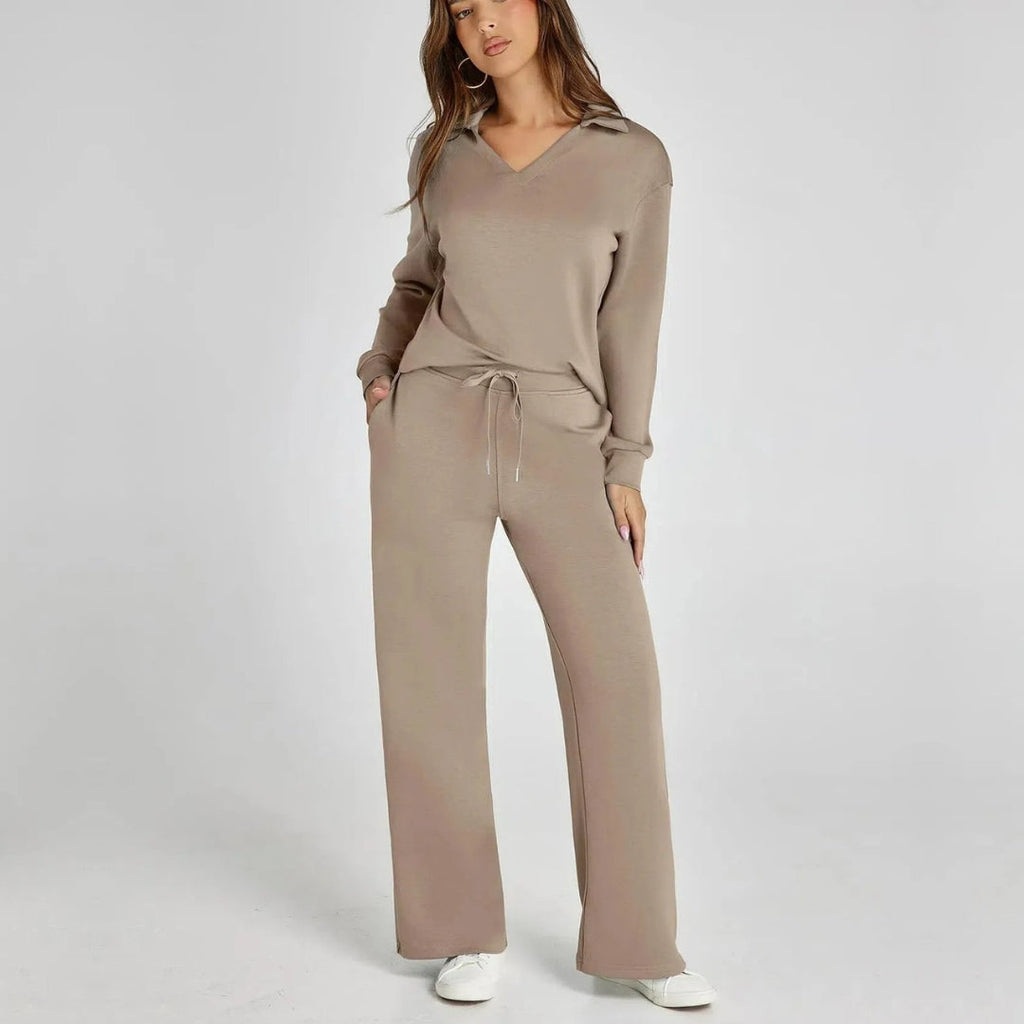 Women's Relaxed Co-Ord Set – Wide Leg Lounge Outfit