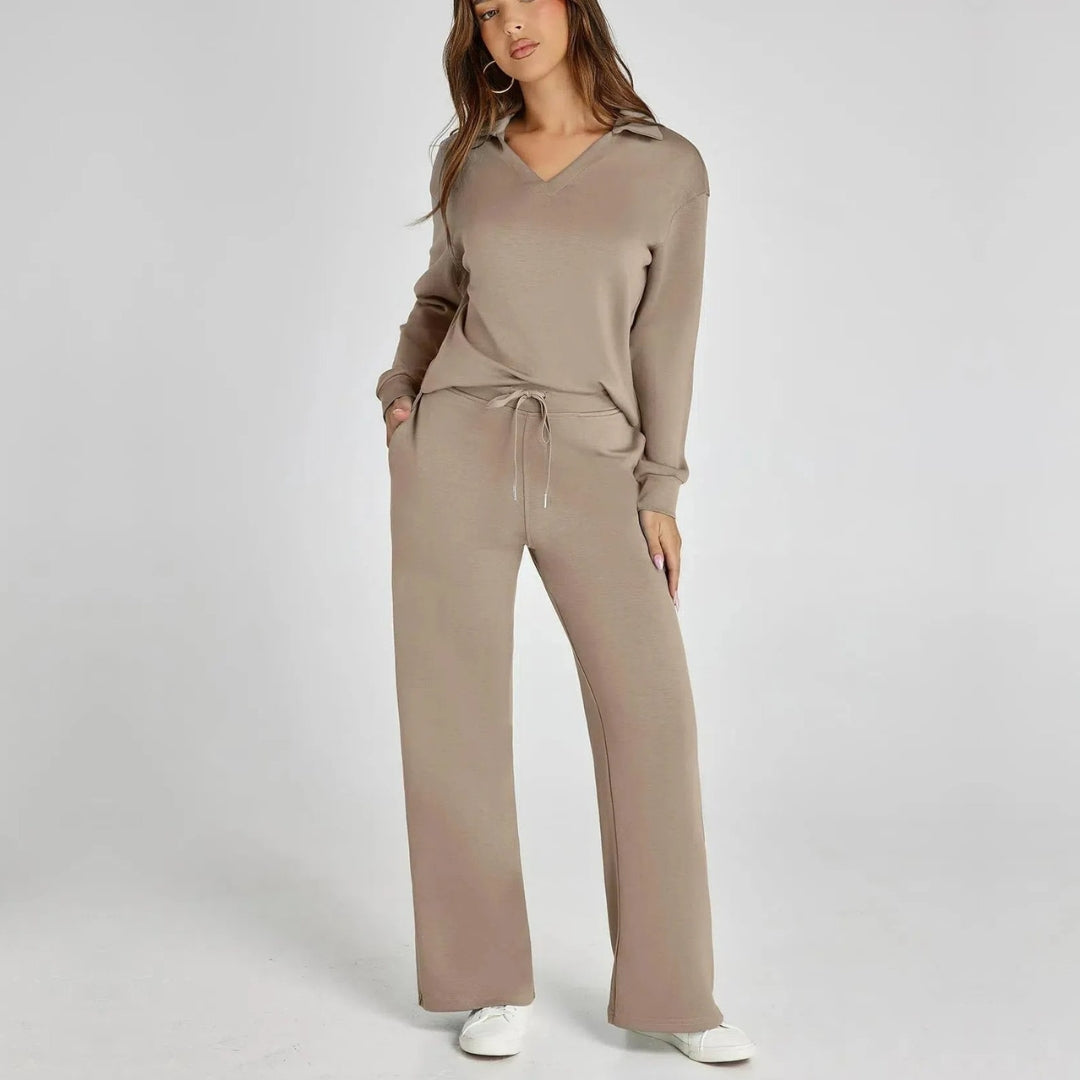 Women's Relaxed Co-Ord Set – Wide Leg Lounge Outfit
