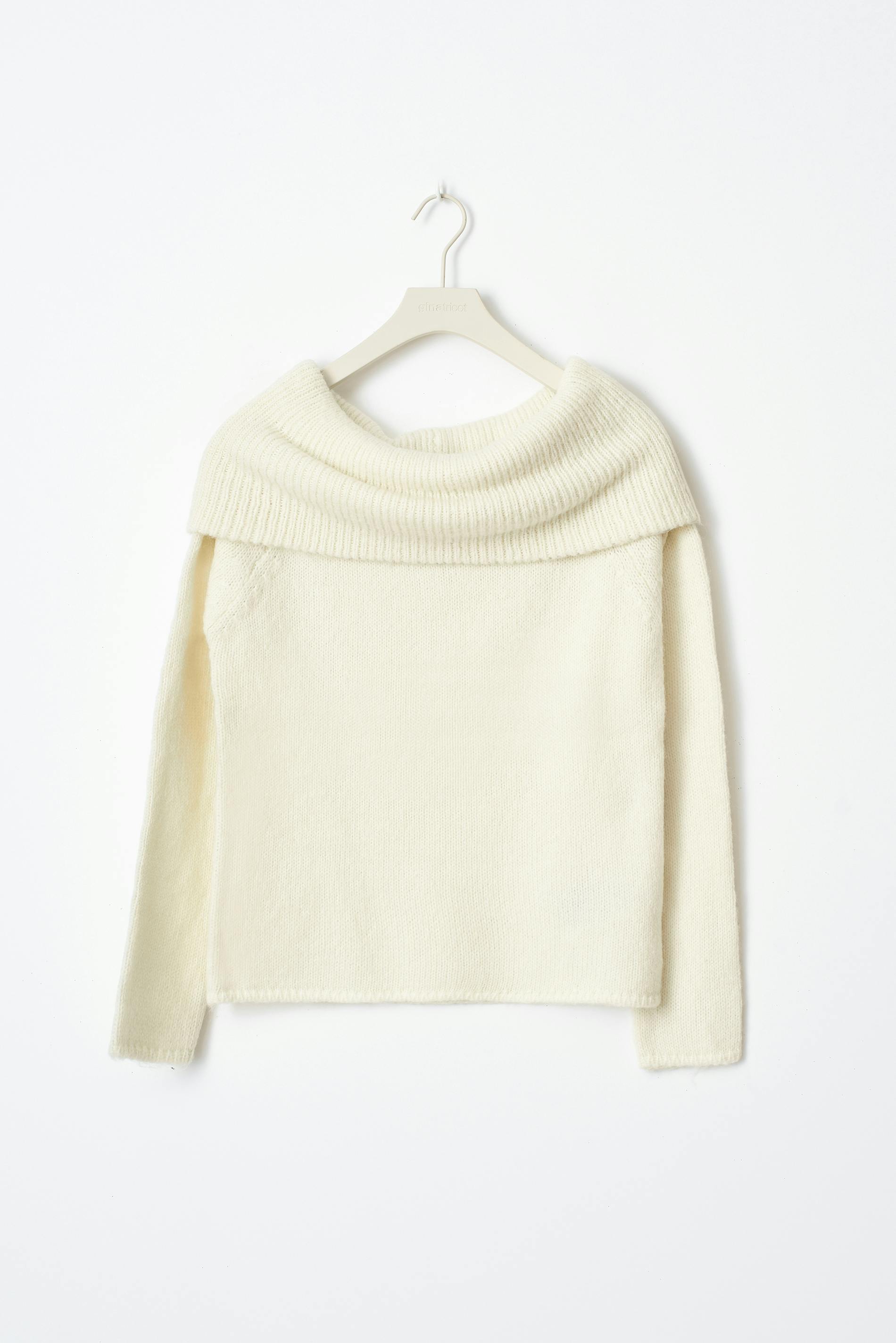 Women's Off-Shoulder Sweater – Wide Neck Long Sleeve Ribbed Sweater