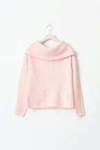 Women's Off-Shoulder Sweater – Wide Neck Long Sleeve Ribbed Sweater