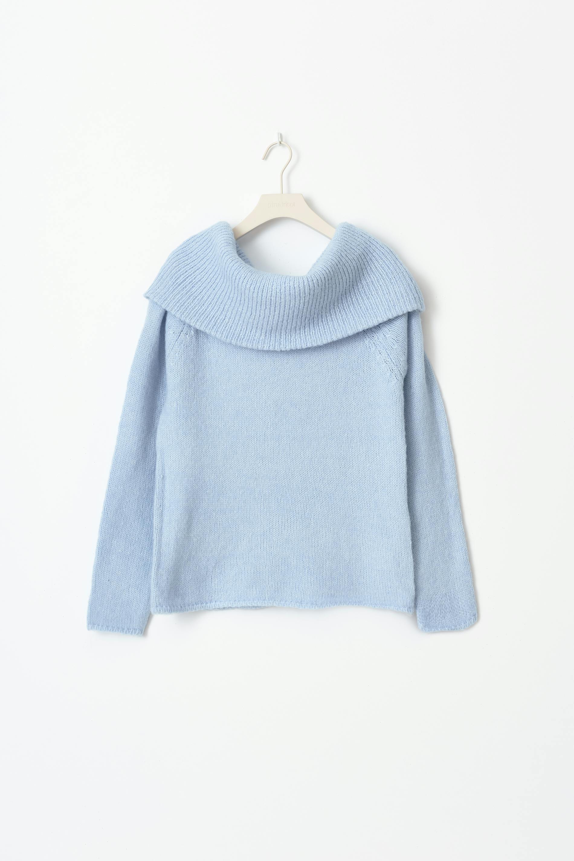Women's Off-Shoulder Sweater – Wide Neck Long Sleeve Ribbed Sweater
