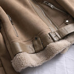 Women's Faux Shearling Jacket – Cropped Winter Aviator Jacket
