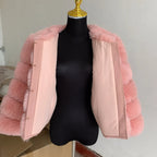Women's Cropped Faux Fur Jacket – Plush Winter Statement Coat