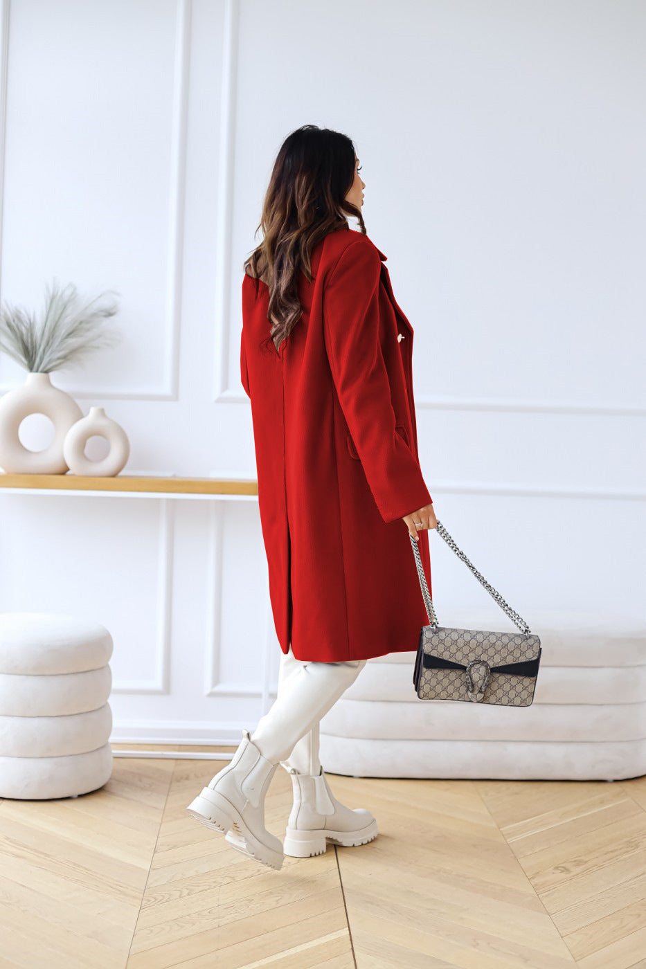 Women's Double-Breasted Overcoat – Classic Long Winter Coat