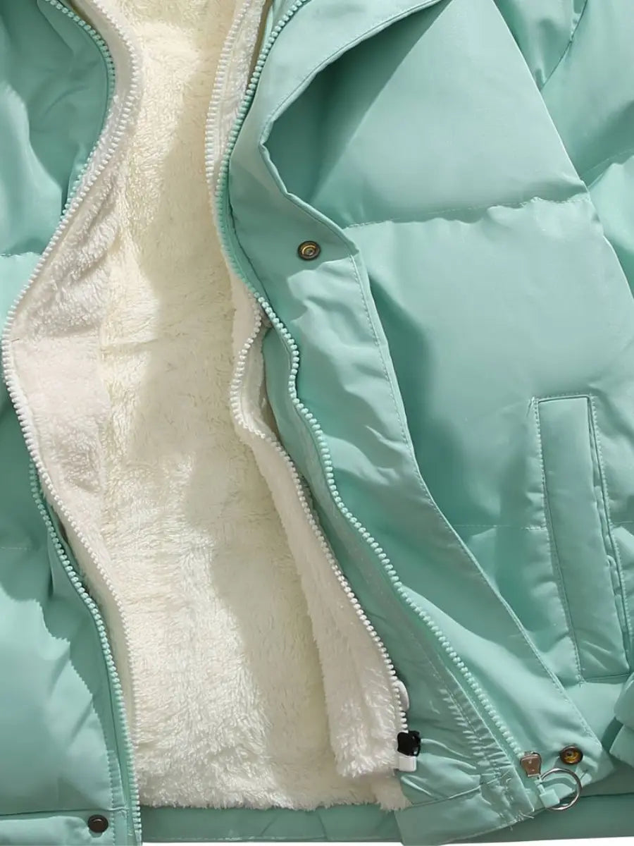 Women's Fleece Lined Jacket – Hooded Winter Zip-Up Jacket