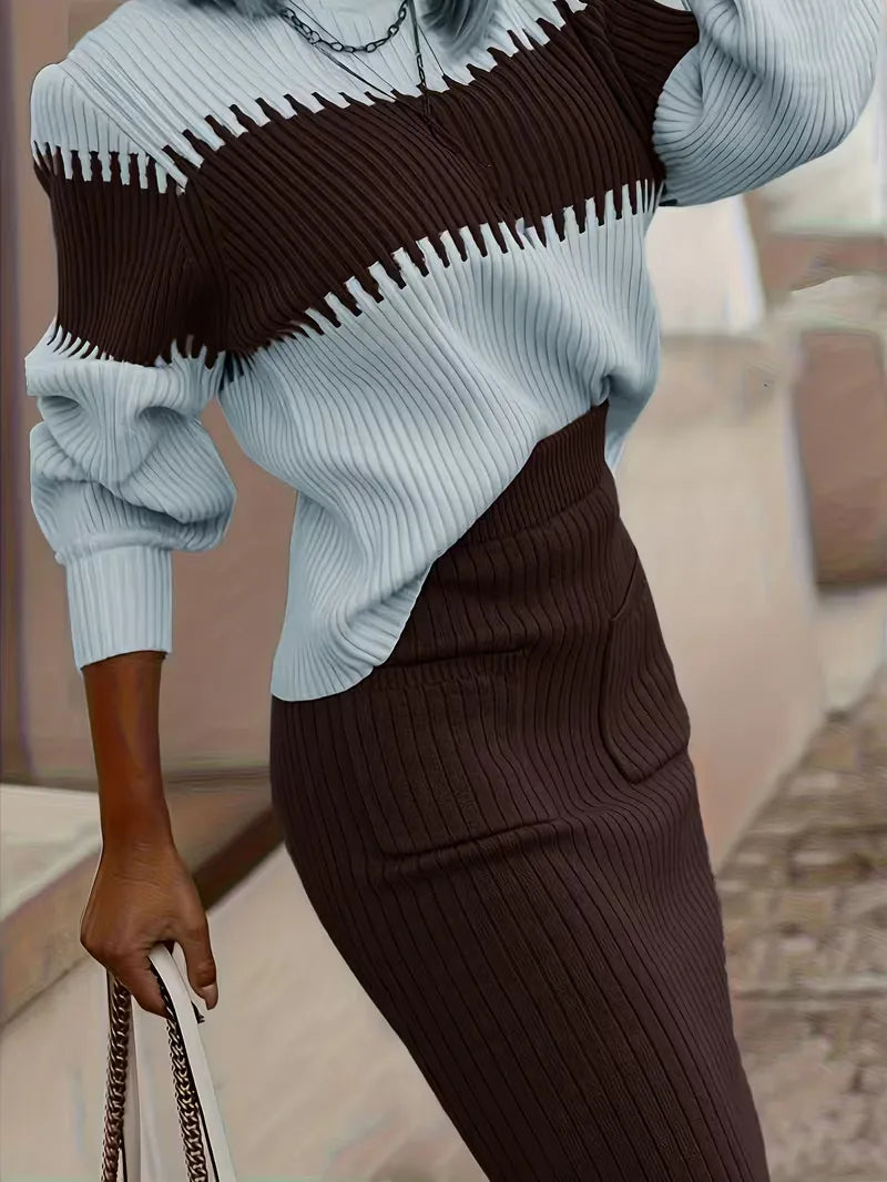 Women's Knit Skirt Set – Ribbed Sweater Co-Ord