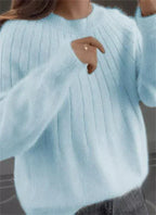 Women's Relaxed Knit Sweater – Classic Long Sleeve Crew Neck Pullover