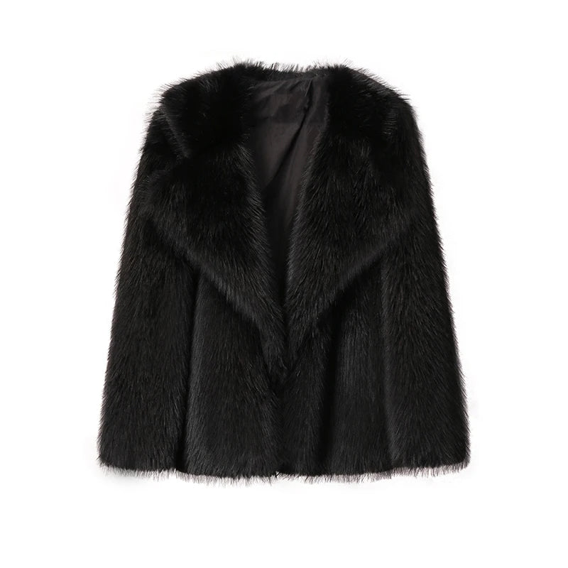 Women's Oversized Faux Fur Coat – Fluffy Winter Statement Jacket
