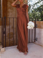 Women's Mermaid Maxi Dress – Deep V-Neck Fitted Evening Dress