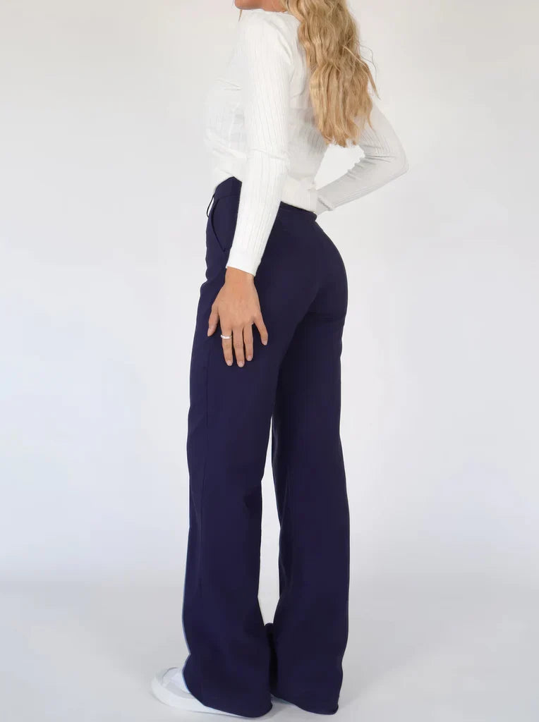 Women's Tailored Wide Leg Trousers – High Waist Slim Fit Dress Pants
