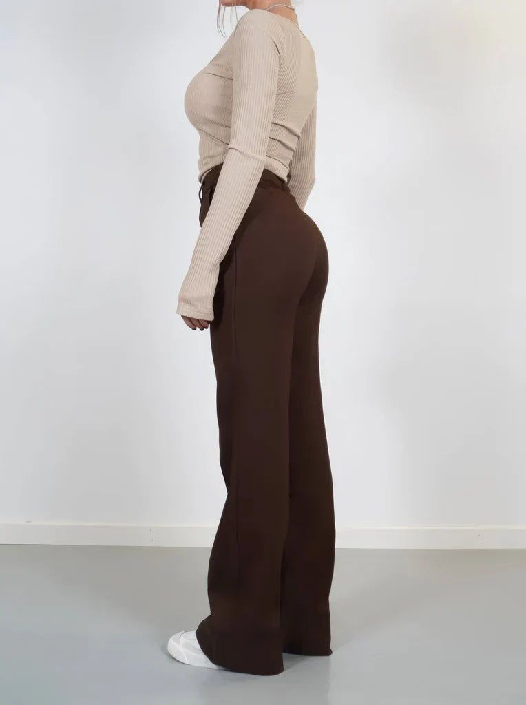 Women's Tailored Wide Leg Trousers – High Waist Slim Fit Dress Pants
