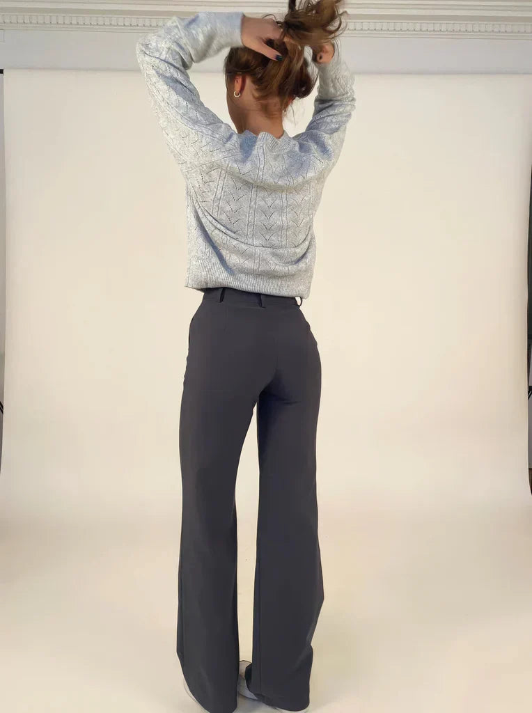 Women's Tailored Wide Leg Trousers – High Waist Slim Fit Dress Pants