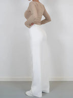 Women's Tailored Wide Leg Trousers – High Waist Slim Fit Dress Pants