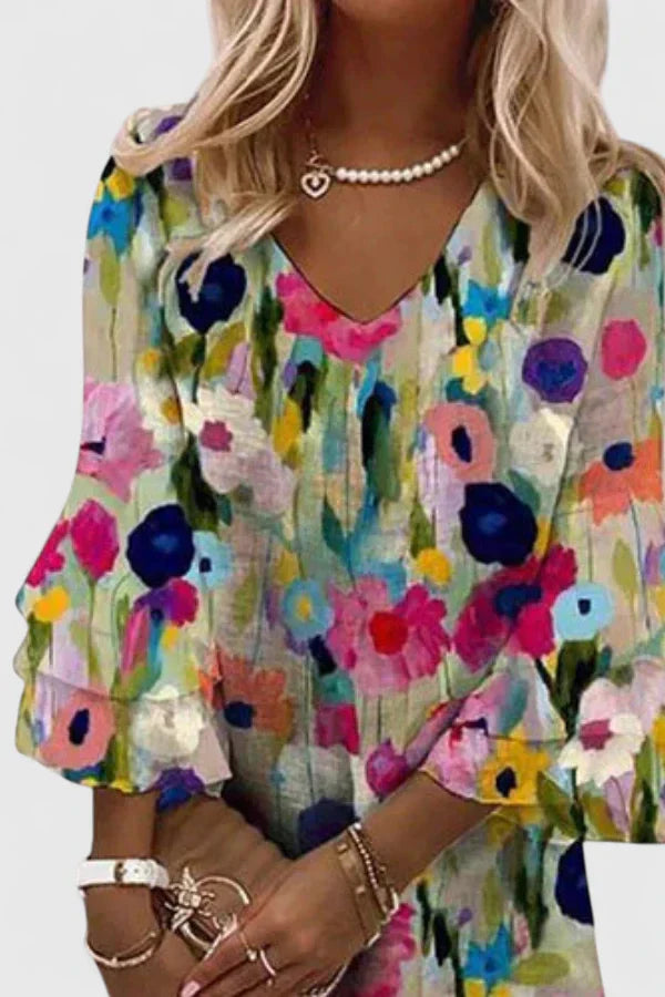 Rosalie | Floral V-Neck Mini Dress