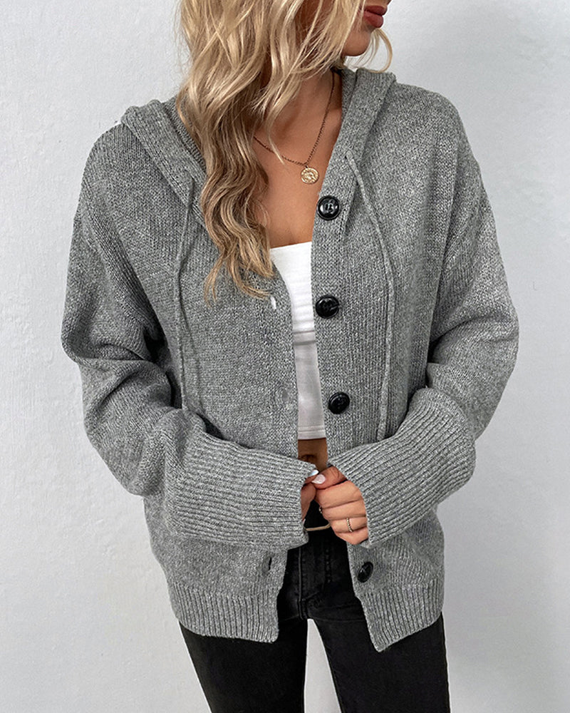 Women's Hooded Lace-Up Cardigan – Long Sleeve Casual Cardigan