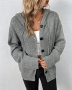 Women's Hooded Lace-Up Cardigan – Long Sleeve Casual Cardigan
