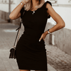 Women's Ruffle Sleeve Bodycon Dress – Fitted Cocktail Party Dress