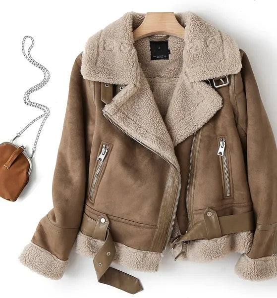 Women's Fleece Lined Jacket – Cropped Zip-Up Winter Jacket