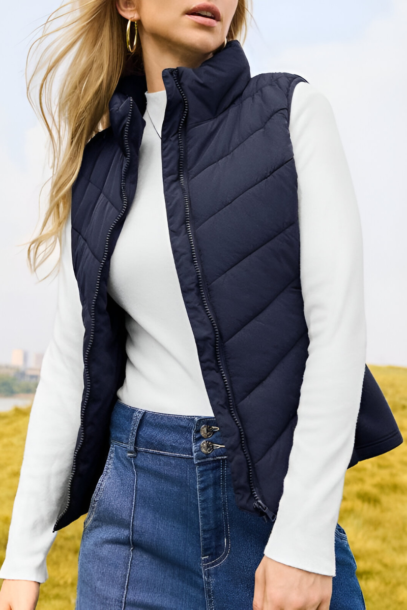 Women's Quilted Puffer Vest – Sleeveless Cold Weather Bodywarmer