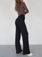 Women's Tailored Wide Leg Trousers – High Waist Slim Fit Dress Pants