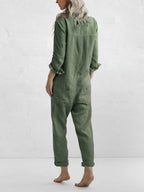 Women's Long Sleeve Jumpsuit – Relaxed Full Length Occasion Jumpsuit