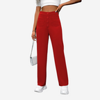 Women's High Waist Straight Leg Pants – Stretch Pocket Tailored Trousers