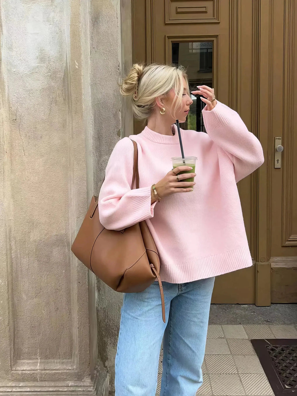 Women's Boxy Crew Neck Sweater – Relaxed Everyday Knit Pullover