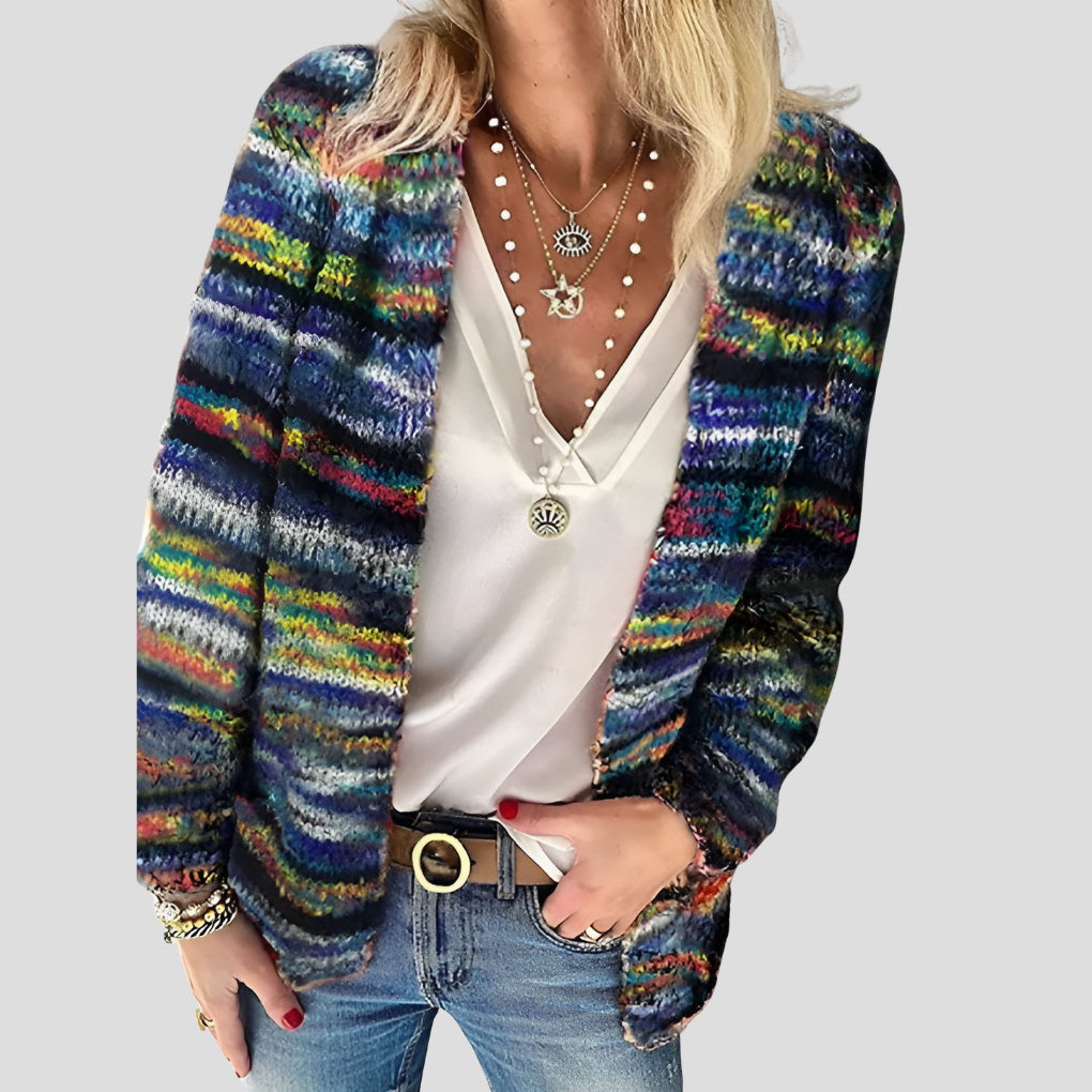 Women's Colourful Knit Cardigan – Textured Spring Cardigan