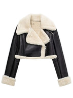Women's Cropped Winter Jacket – Fleece Lined Zip-Up Jacket