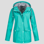 Women's Hooded Outdoor Rain Jacket – Wind and Water Resistant Zip-Up Jacket