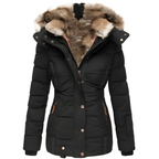 Women's Long Quilted Coat – Removable Fur Hood Winter Coat