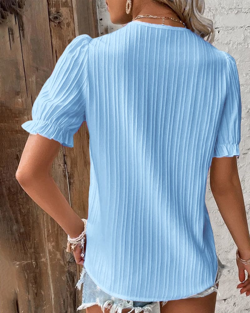 Women's Lace Detail Blouse – V-Neck Feminine Occasion Blouse