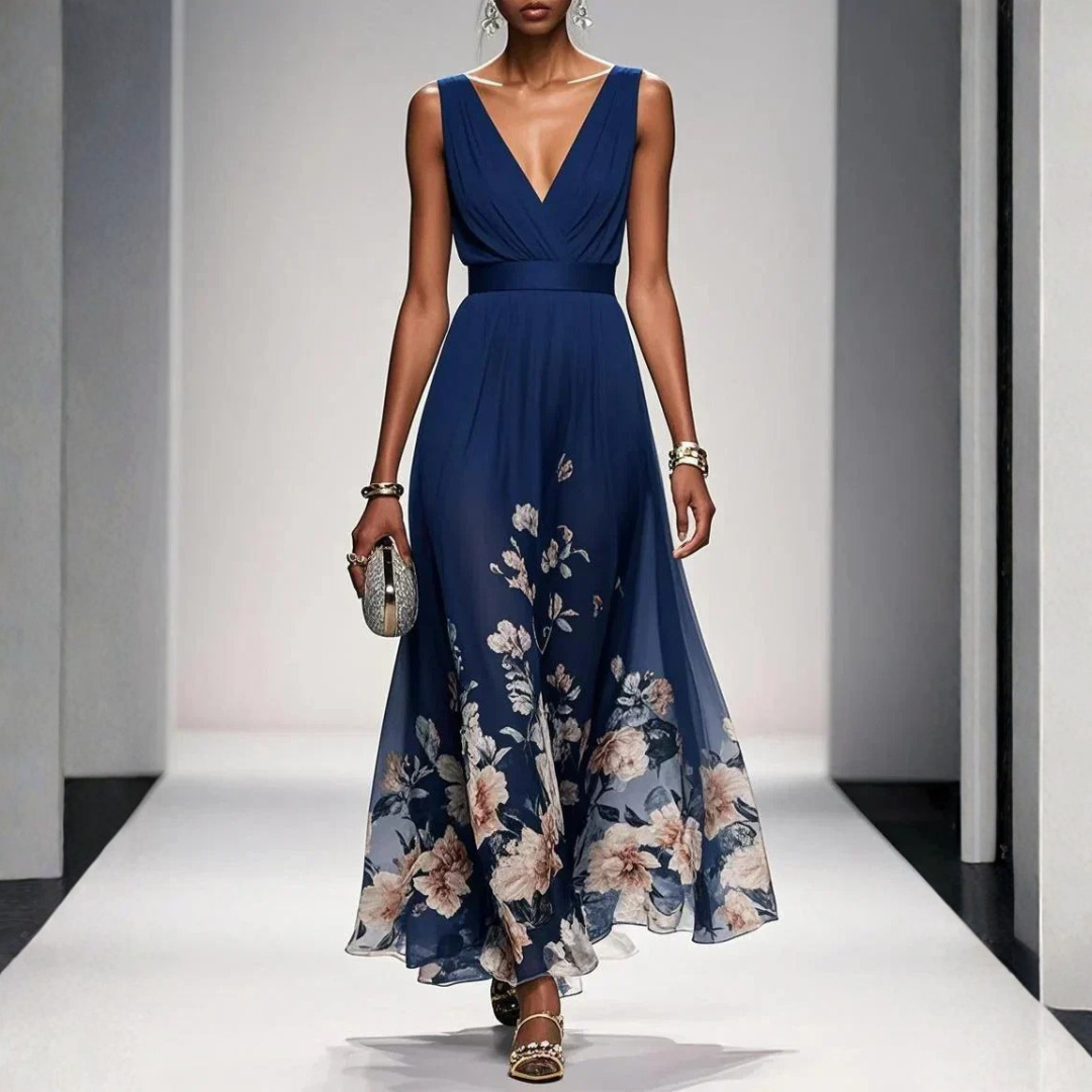Women's Wedding Guest Floral Maxi Dress – Flowy Summer Occasion Dress