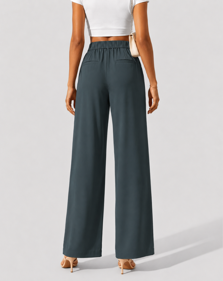 Women's Flowy Wide Leg Trousers – High Waist Everyday Dress Pants