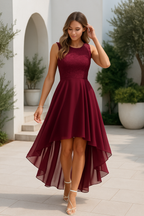 Women's Wedding Guest High-Low Dress – Flowy Asymmetrical Occasion Dress