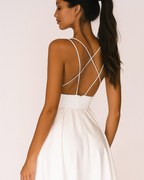 Women's Wedding Guest Strappy Midi Dress – Flowy Formal Occasion Dress