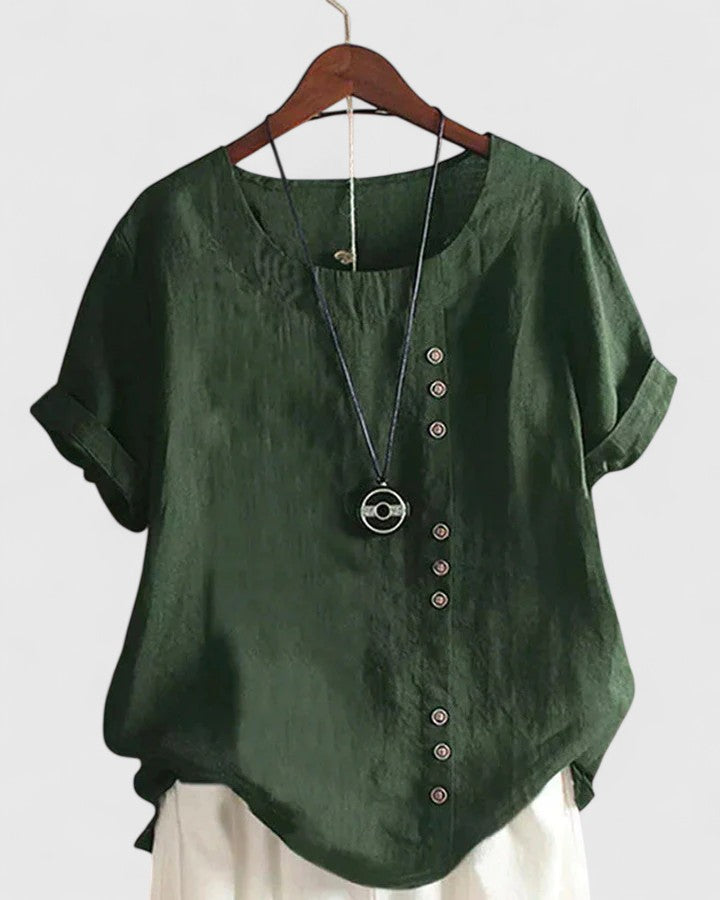 Women's Summer Blouse – Button Front Casual Blouse – Nadine