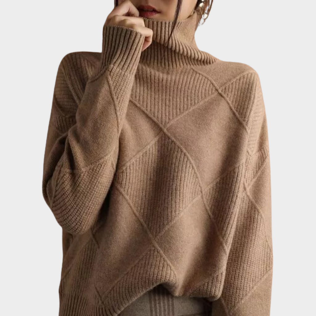 Women's High Neck Winter Sweater – Classic Turtleneck Knit Pullover