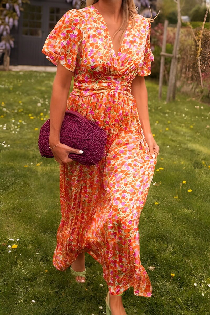Women's Maxi Dress – V-Neck Evening Dress – Ava