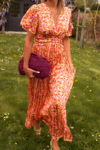 Women's Maxi Dress – V-Neck Evening Dress – Ava