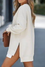 Women's Oversized Sweater – Side Zip Relaxed Fit Pullover