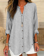 Women's Button Front Striped Blouse – Relaxed Casual Shirt Blouse
