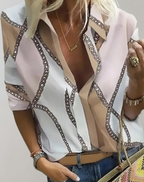 Women's Office Print Blouse – Chain Pattern Blouse