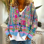 Women's Embroidered Cardigan – Floral Detail Cardigan – Elisa