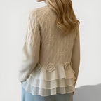 Women's Textured Ruffle Sweater – Ruffle Detail Long Sleeve Pullover