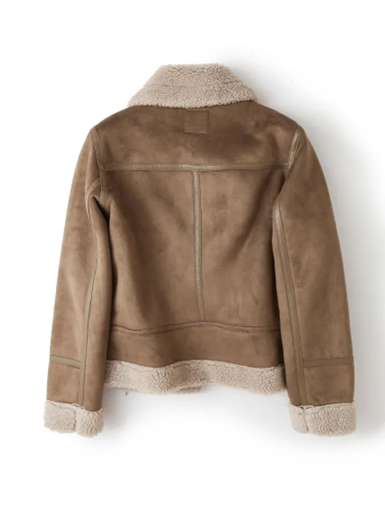 Women's Fleece Lined Jacket – Cropped Zip-Up Winter Jacket