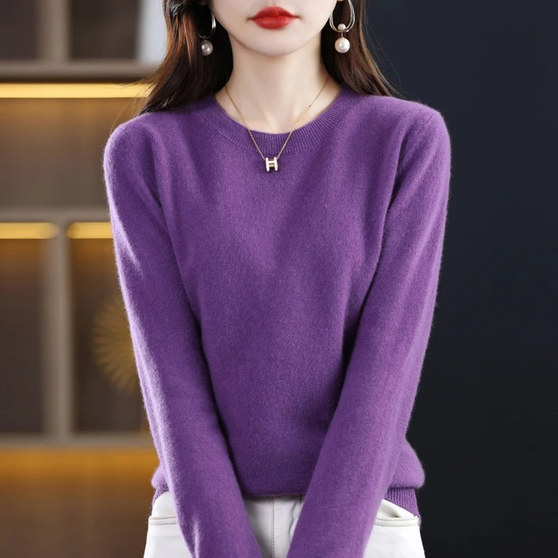 Women's Classic Crew Neck Sweater – Soft Long Sleeve Knit Pullover